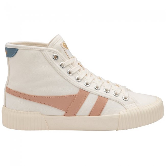 Vegan Gola Classics Women's Rally High Plimsoll Sneakers - Off White/Pearl Pink/Iceberg