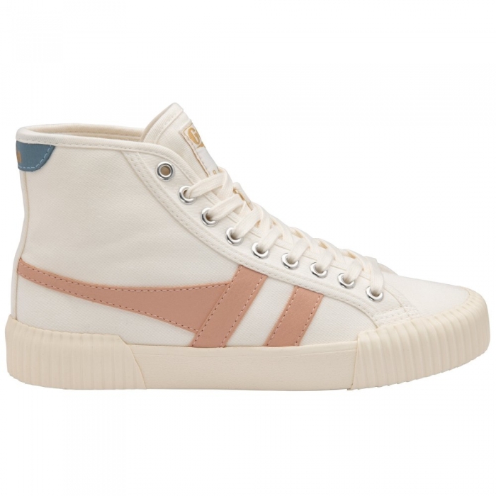 Vegan Gola Classics Women's Rally High Plimsoll Sneakers - Off White/Pearl Pink/Iceberg