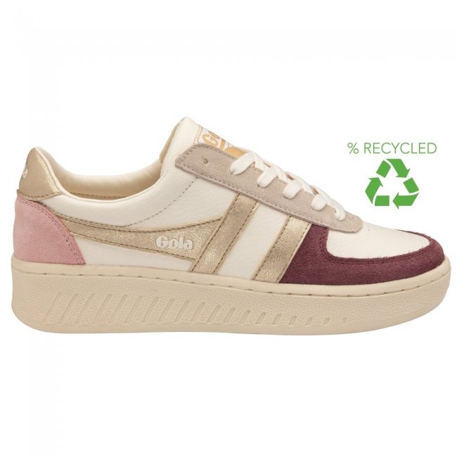 Gola Classics Women's Grandslam Quadrant Sneakers - Off White/Windsor Wine/Gold/Chalk Pink