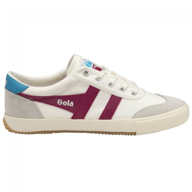 Gola Classics Women's Badminton Sneakers - Off White/Fuchsia/Lagoon