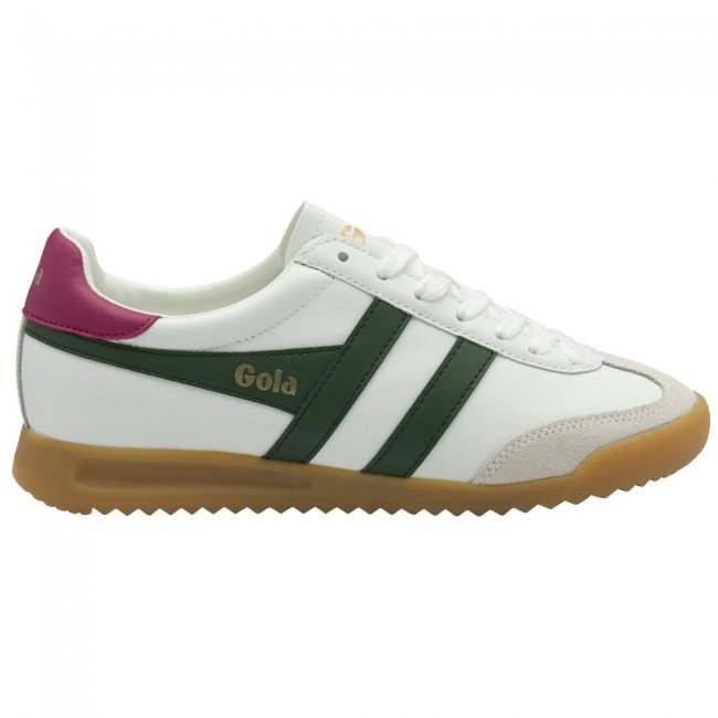 Gola Classics Women's Torpedo Leather Sneakers - White/Evergreen/Fuchsia