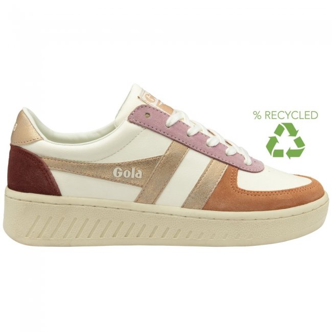 Gola Classics Women's Grandslam Quadrant Sneakers - Off White/Terracotta/Rose Gold/Red Ochre