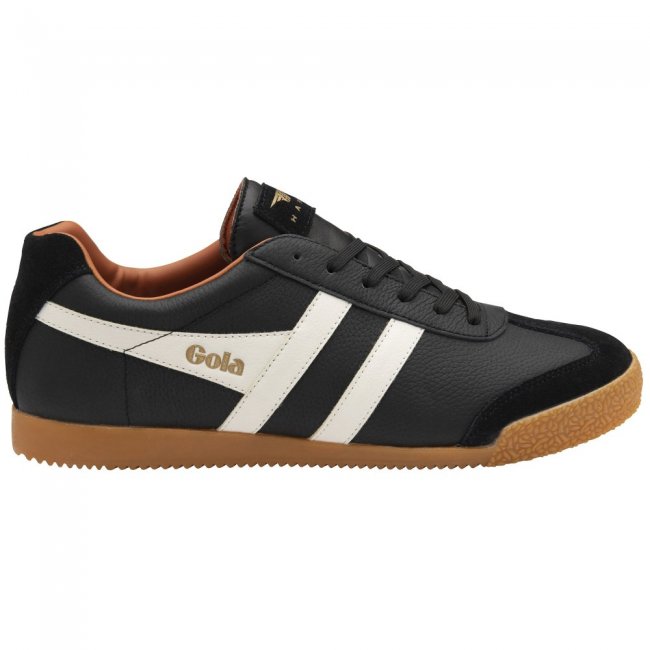 Gola Classics Men's Harrier Leather Sneakers - Black/White/Moody Orange