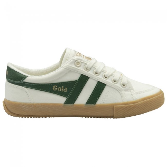 Vegan Gola Classics Women's Stratus Plimsoll Sneakers - Off White/Green/Gum