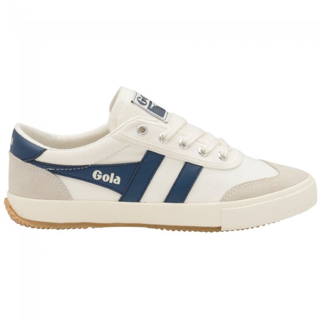 Gola Classics Men's Badminton Plimsoll Sneakers - Off White/Baltic
