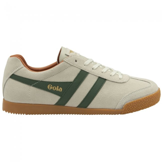 Gola Classics Men's Harrier Suede Sneakers - Off White/Evergreen/Moody Orange