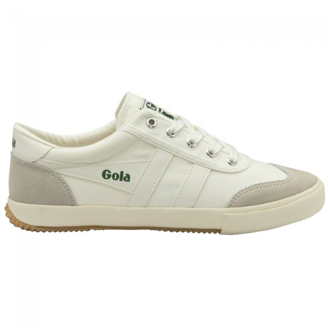 Gola Classics Men's Badminton Plimsoll Sneakers - Off White/Off White/Evergreen
