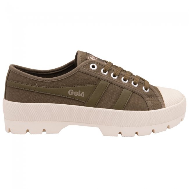Vegan Gola Classics Women's Coaster Peak Sneakers - Khaki/Khaki/Off White