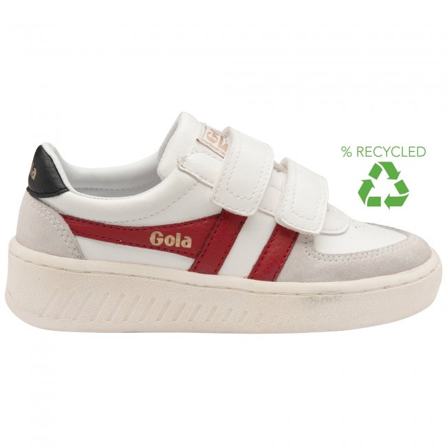 Gola Classics Kids' Grandslam Classic Strap Sneakers - White/Deep Red/Black
