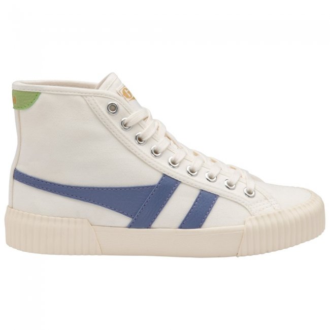 Vegan Gola Classics Women's Rally High Plimsoll Sneakers - Off White/Lavender/Patina Green