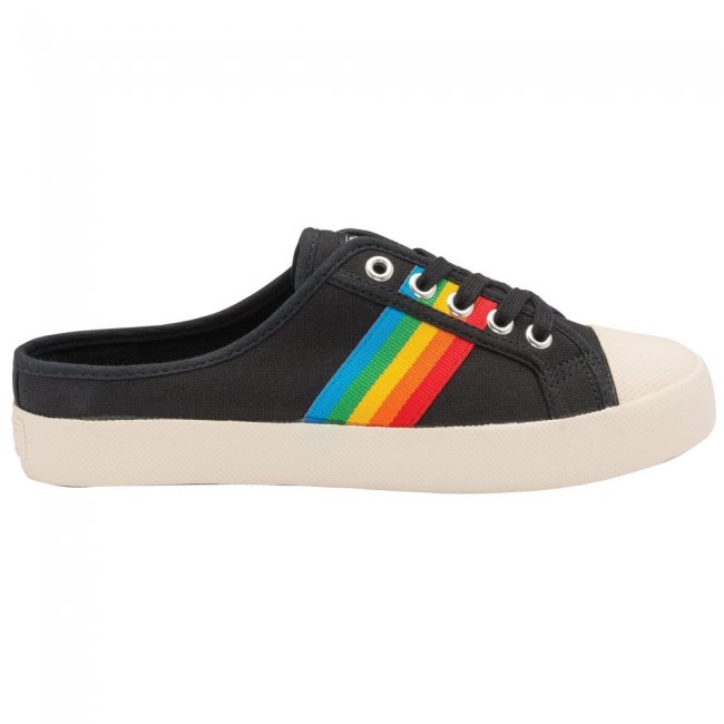 Vegan Gola Classics Women's Coaster Rainbow Mule Plimsolls - Black/Multi