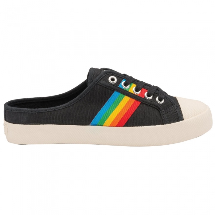 Vegan Gola Classics Women's Coaster Rainbow Mule Plimsolls - Black/Multi