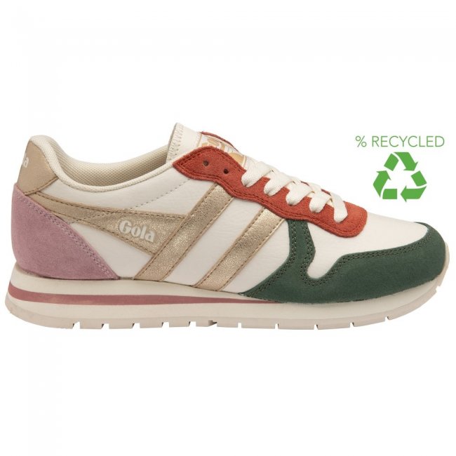 Gola Classics Women's Daytona Quadrant Sneakers - Off White/Sage/Gold/Pastel Pink