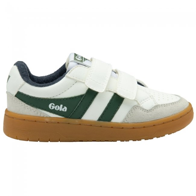 Gola Classics Kids' Eagle Strap Sneakers - White/Evergreen/Navy