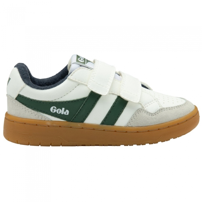 Gola Classics Kids' Eagle Strap Sneakers - White/Evergreen/Navy