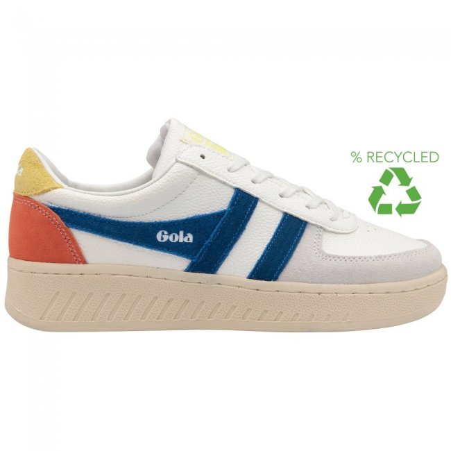 Gola Classics Women's Grandslam Trident Sneakers - White/Marine Blue/Limelight