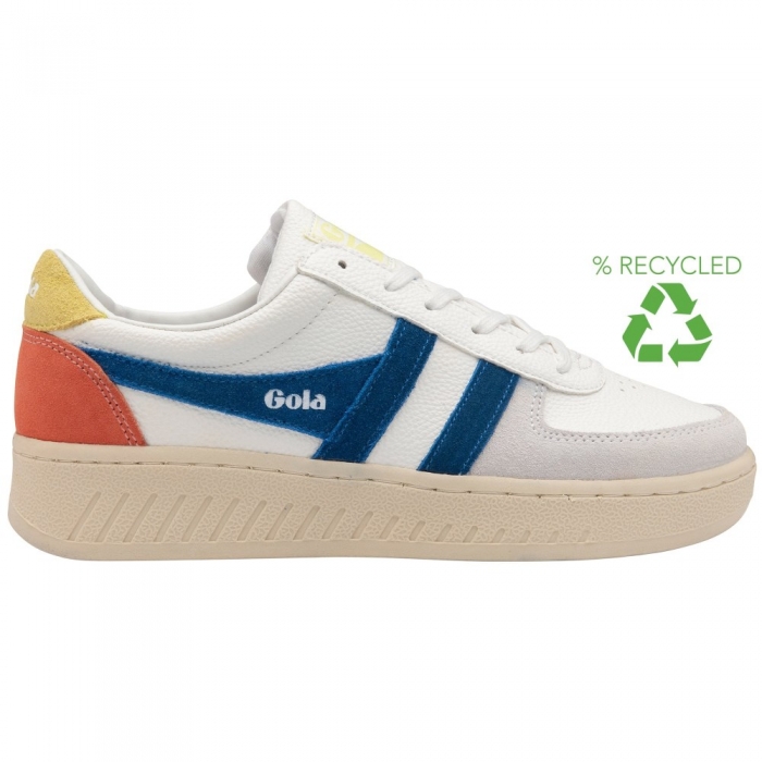 Gola Classics Women's Grandslam Trident Sneakers - White/Marine Blue/Limelight