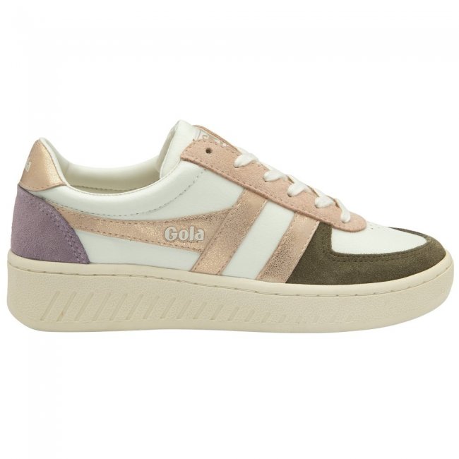 Gola Classics Women's Grandslam Quadrant Sneakers - Off White/Khaki/Rose Gold/Lily