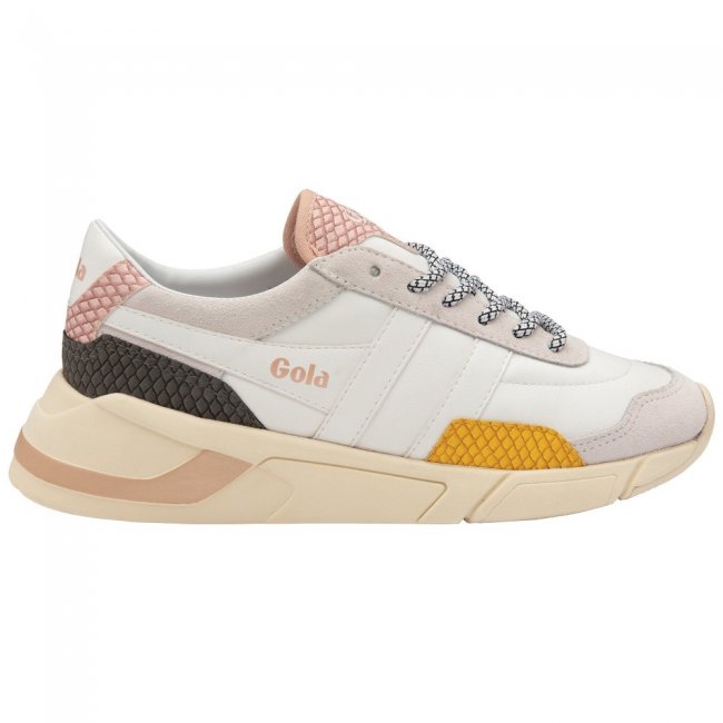 Gola Classics Women's Eclipse Trident Snake Sneakers - White/Sun/Pink