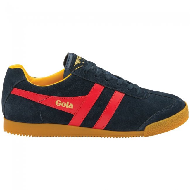 Gola Classics Men's Harrier Suede Sneakers - Navy/Red/Sun