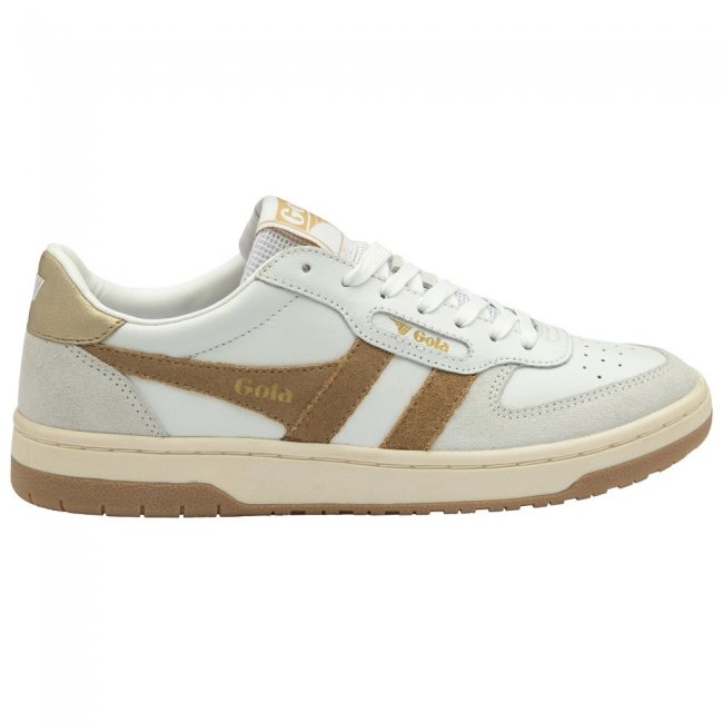Gola Classics Women's Hawk Sneakers - White/Light Caramel/Gold
