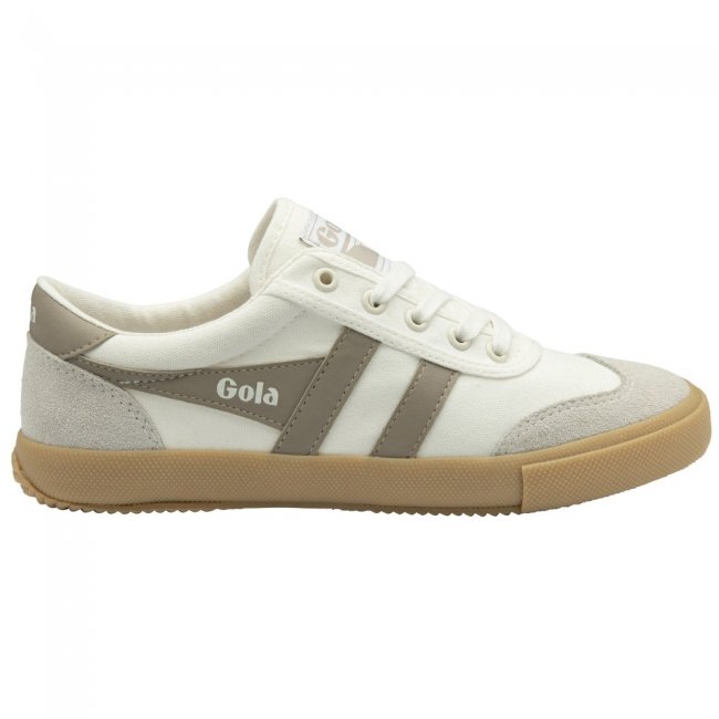 Gola Classics Women's Badminton Plimsoll Sneakers - Off White/Feather Grey/Gum