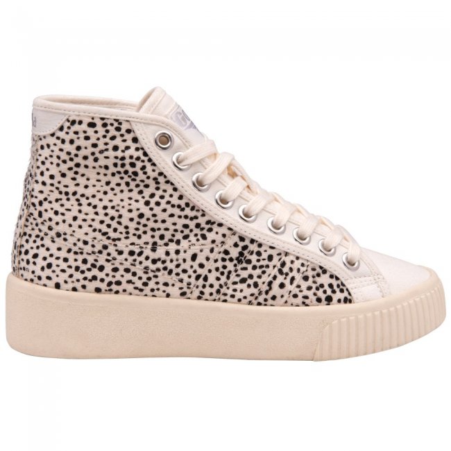 Vegan Gola Classics Women's Baseline High Safari - Off White/Cheetah