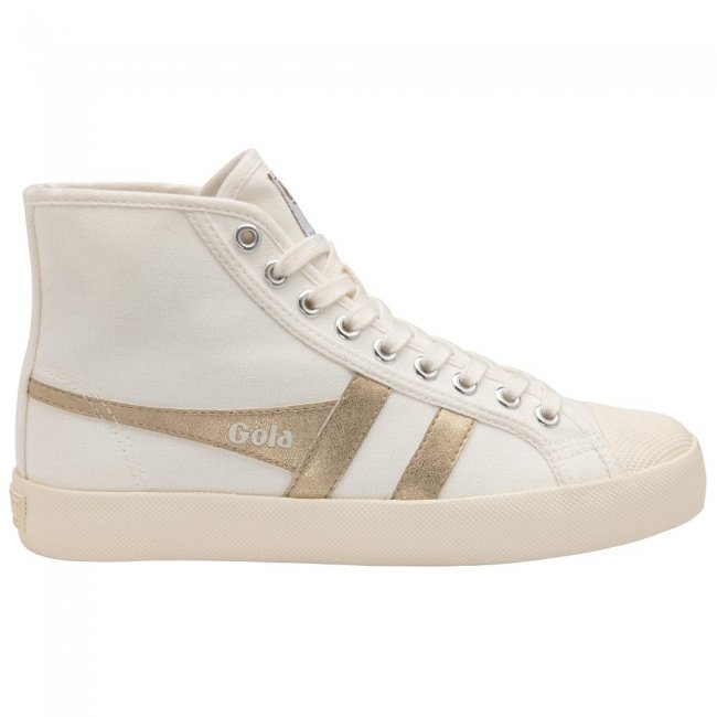 Vegan Gola Classics Women's Coaster Flame High - Off White/Gold