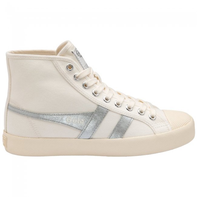 Vegan Gola Classics Women's Coaster Flame High - Off White/Silver