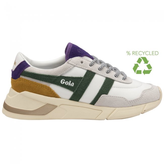 Gola Classics Women's Eclipse Pure Sneakers - White/Evergreen/Fuchsia