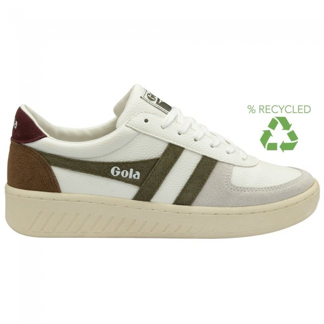 Gola Classics Men's Grandslam Trident Sneakers - White/Khaki/Burgundy