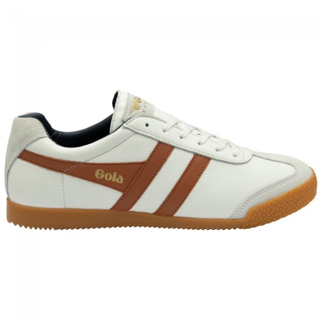 Gola Classics Men's Harrier Leather Sneakers - White/Moody Orange/Navy