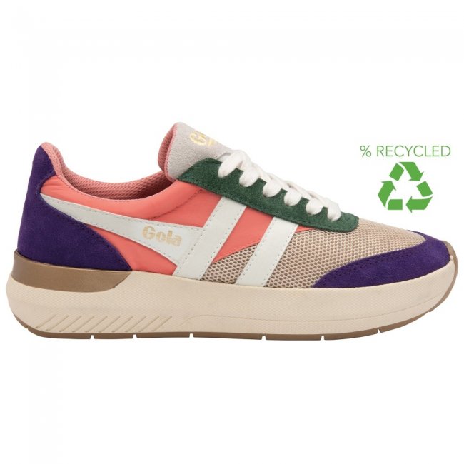 Gola Classics Women's Raven Sneakers - Wheat/Coral Pink/Royal Purple