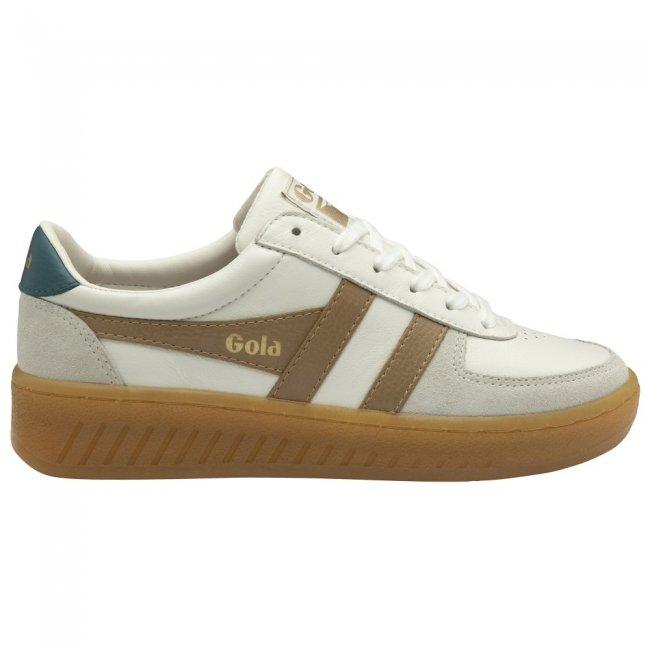 Gola Classics Women's Grandslam Elite Sneakers - White/Light Caramel/Peacock/Gum