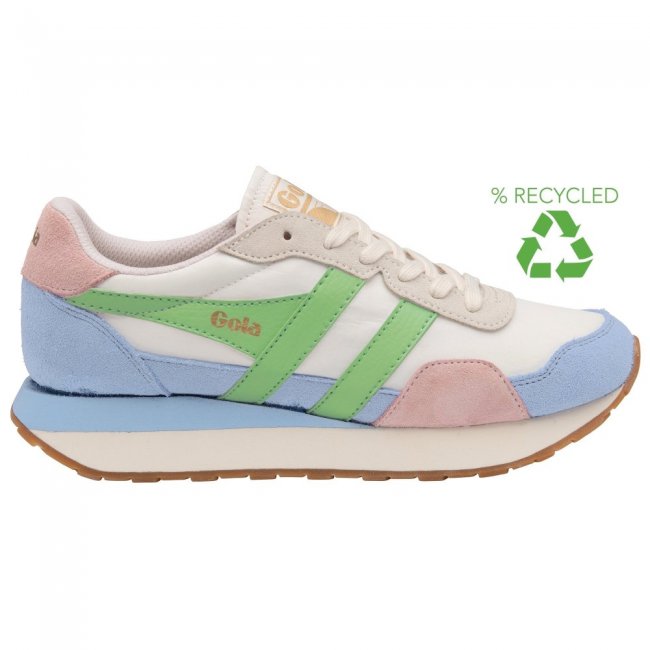 Gola Classics Women's Indiana Sneakers - Off White/Powder Blue/Patina Green