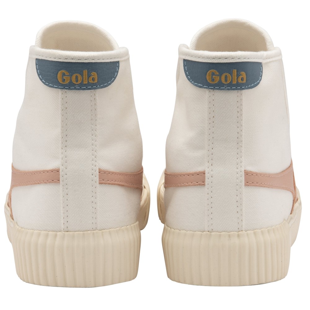 Vegan Gola Classics Women's Rally High Plimsoll Sneakers - Off White/Pearl Pink/Iceberg