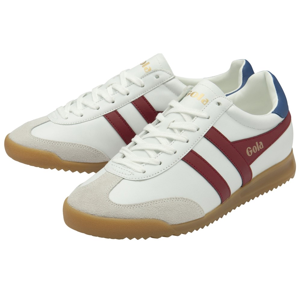 Gola Classics Men's Torpedo Leather Sneakers - White/Deep Red/Sapphire