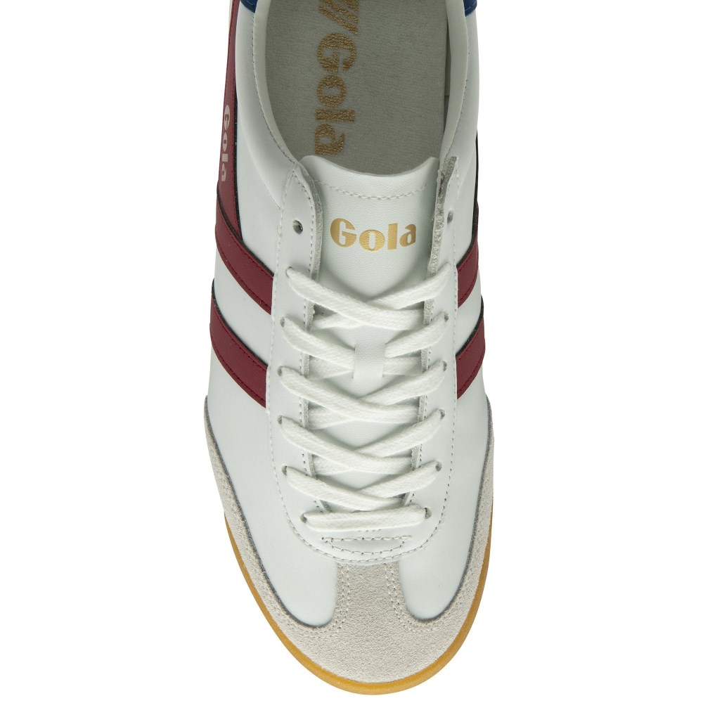 Gola Classics Men's Torpedo Leather Sneakers - White/Deep Red/Sapphire