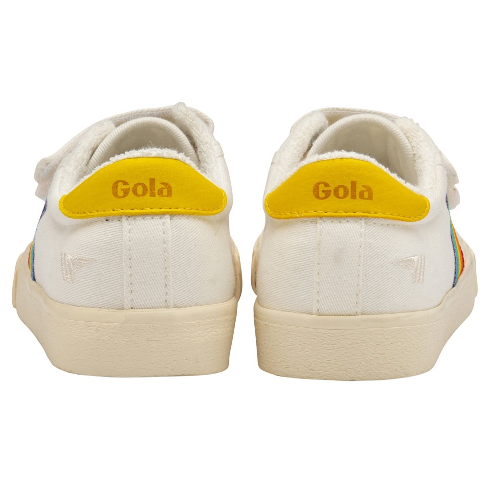 Vegan Gola Classics Kids Tennis Mark Cox Rainbow Strap - Off White/Multi