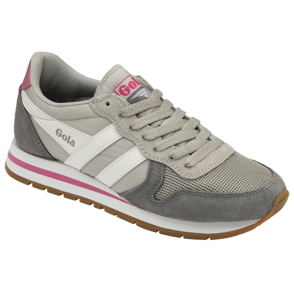 Gola Classics Women's Daytona Sneakers - Light Grey/White/Fluro Pink