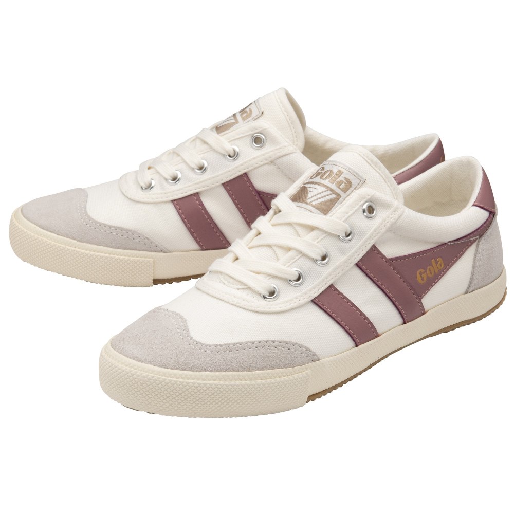 Gola Classics Women's Badminton Plimsoll Sneakers - Off White/Dusty Rose
