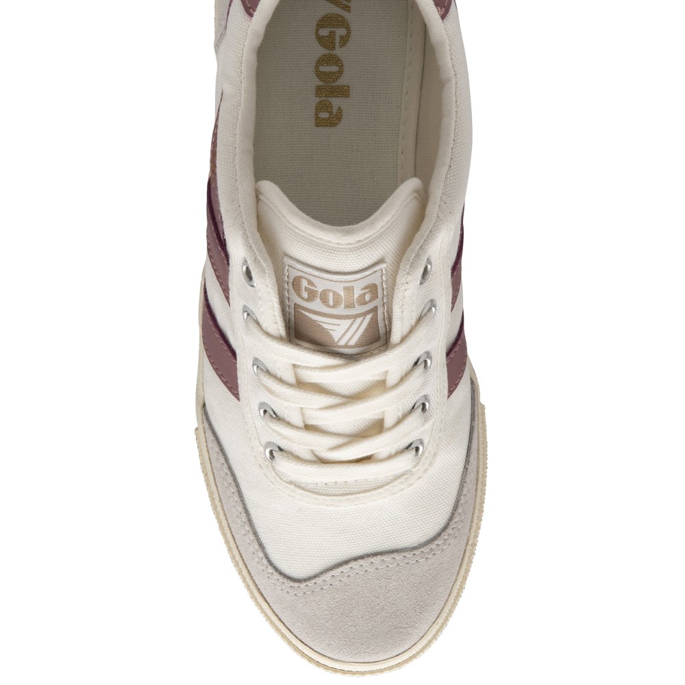 Gola Classics Women's Badminton Plimsoll Sneakers - Off White/Dusty Rose