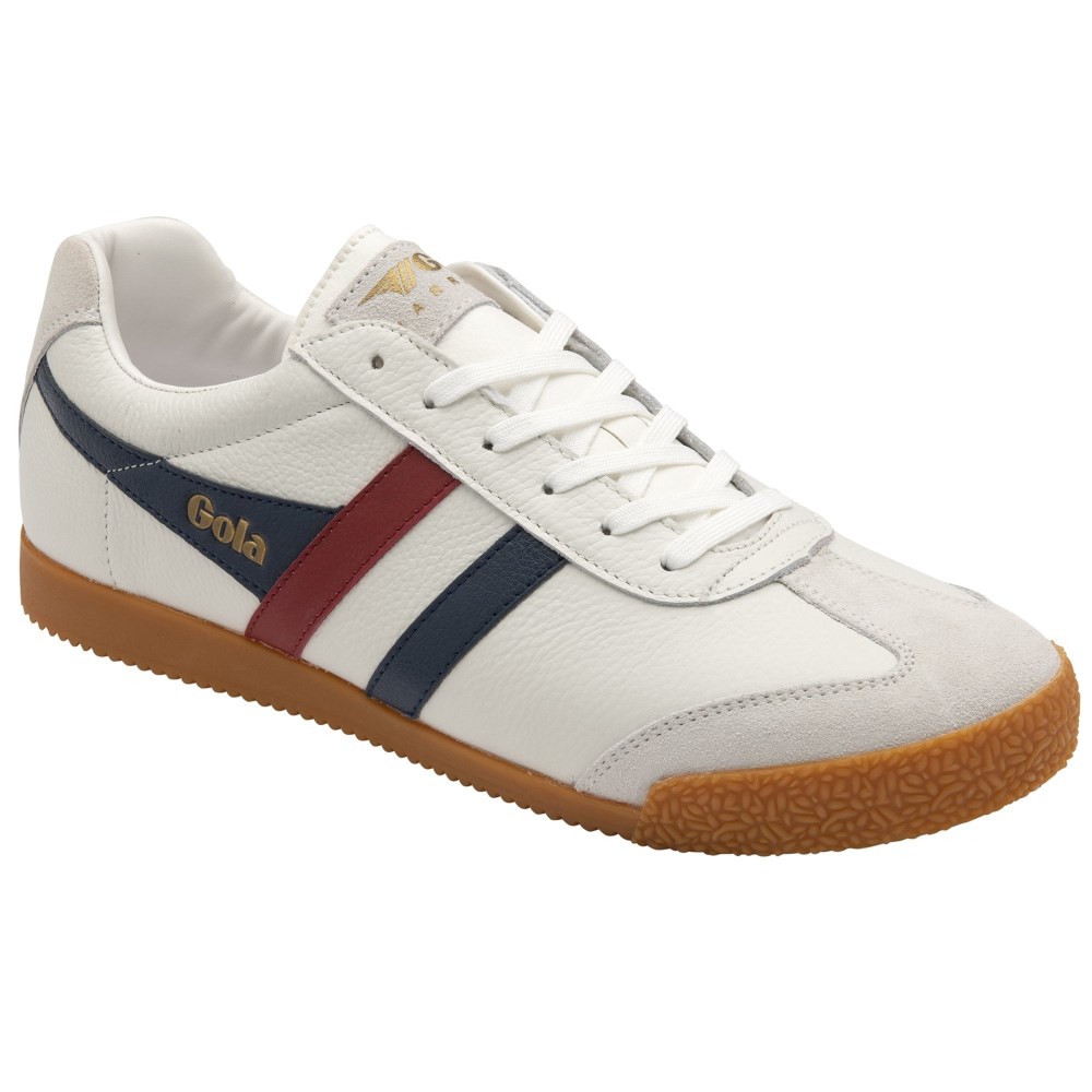 Gola Classics Men's Harrier Leather Sneakers - White/Navy/Red