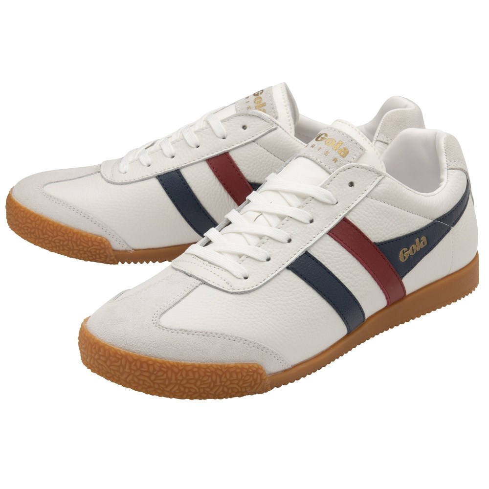 Gola Classics Men's Harrier Leather Sneakers - White/Navy/Red