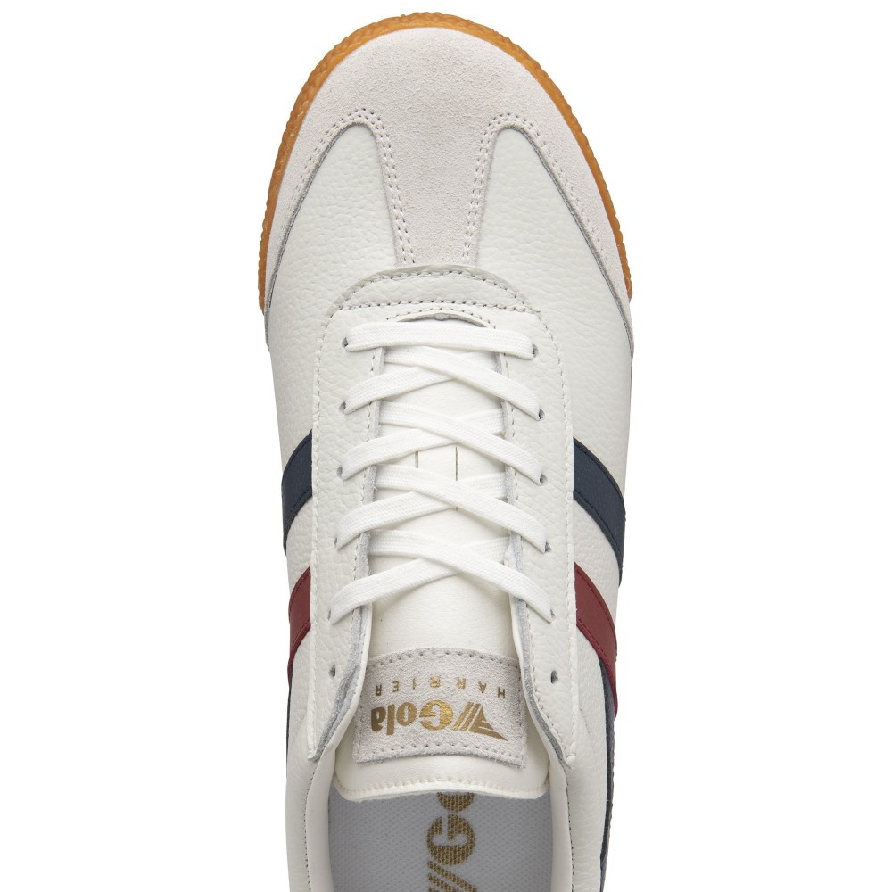 Gola Classics Men's Harrier Leather Sneakers - White/Navy/Red