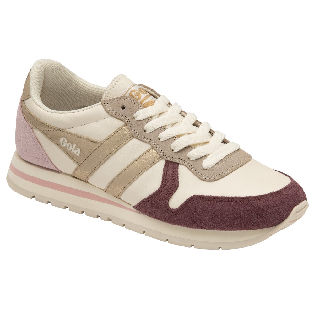 Gola Classics Women's Daytona Quadrant Sneakers - Off White/Windsor Wine/Gold/Chalk Pink