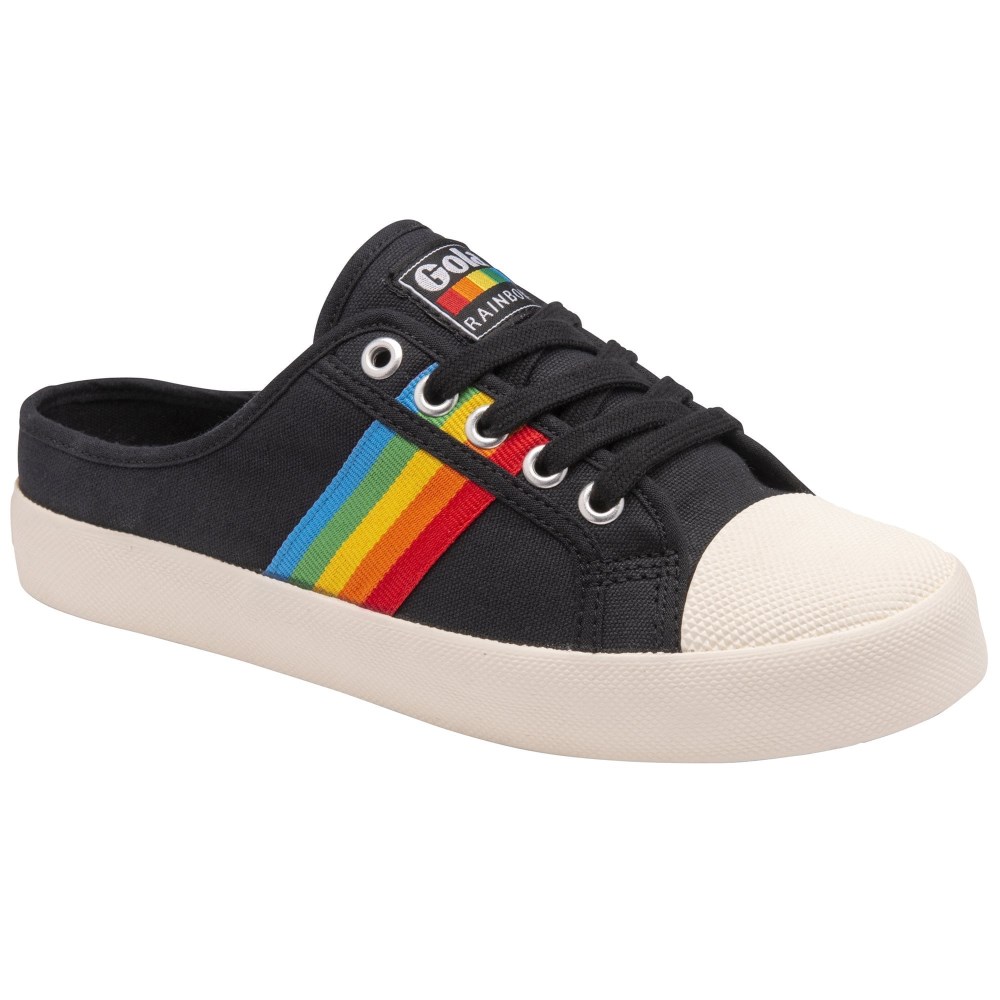 Vegan Gola Classics Women's Coaster Rainbow Mule Plimsolls - Black/Multi