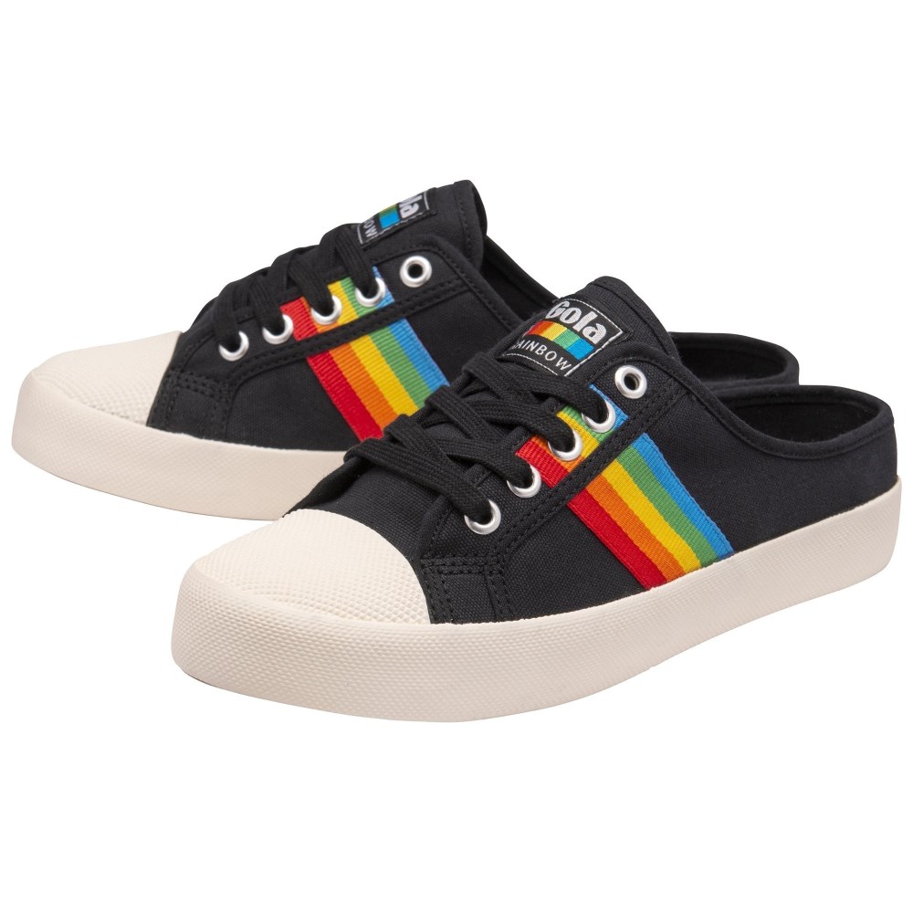 Vegan Gola Classics Women's Coaster Rainbow Mule Plimsolls - Black/Multi