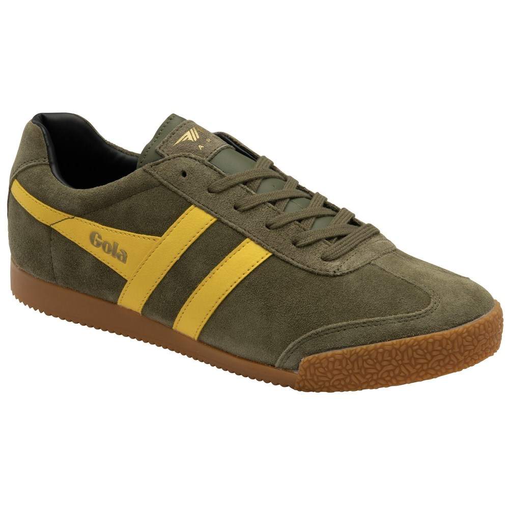 Gola Classics Men's Harrier Suede Sneakers - Khaki/Sun/Black
