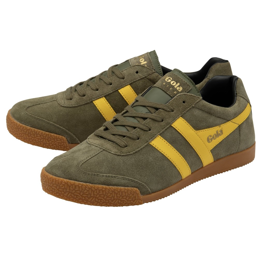 Gola Classics Men's Harrier Suede Sneakers - Khaki/Sun/Black